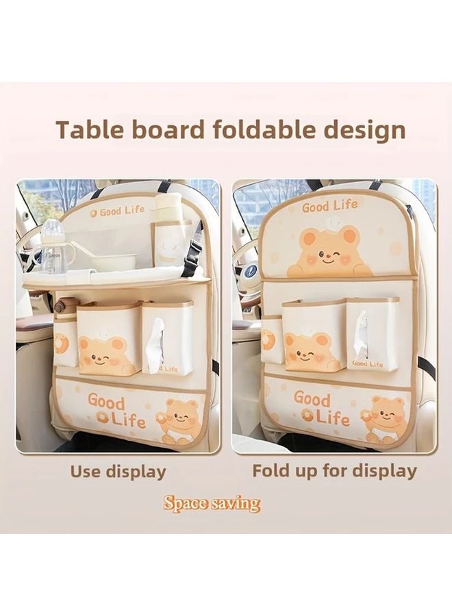 Donut Bear Car Seat Back Organizer With Foldable Table Cup Holder And Storage Bag - Image 4